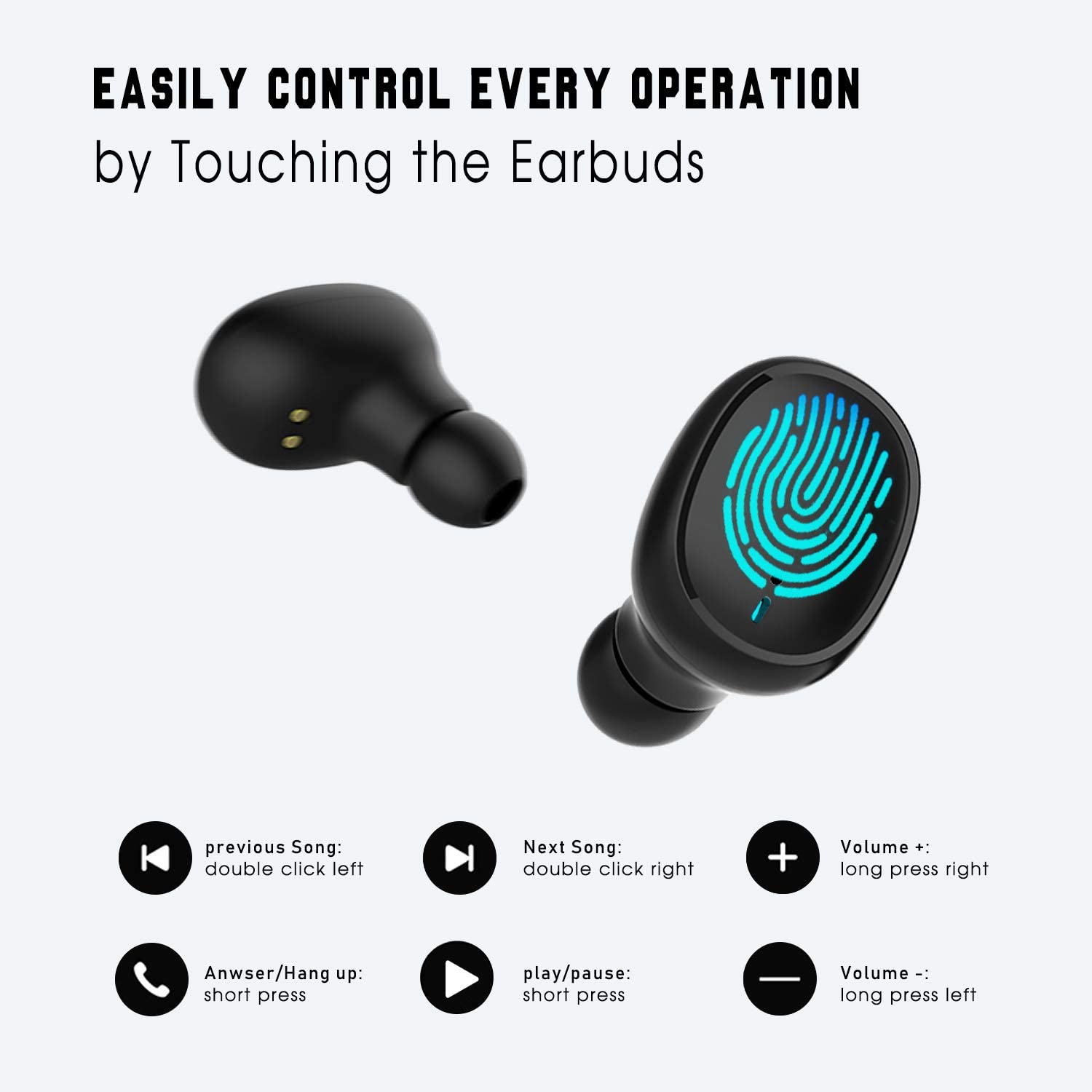 Gorsun 【100Hrs Palytime】 True Wireless Earbuds Bluetooth Headphones with Built-in Microphone - e4cents