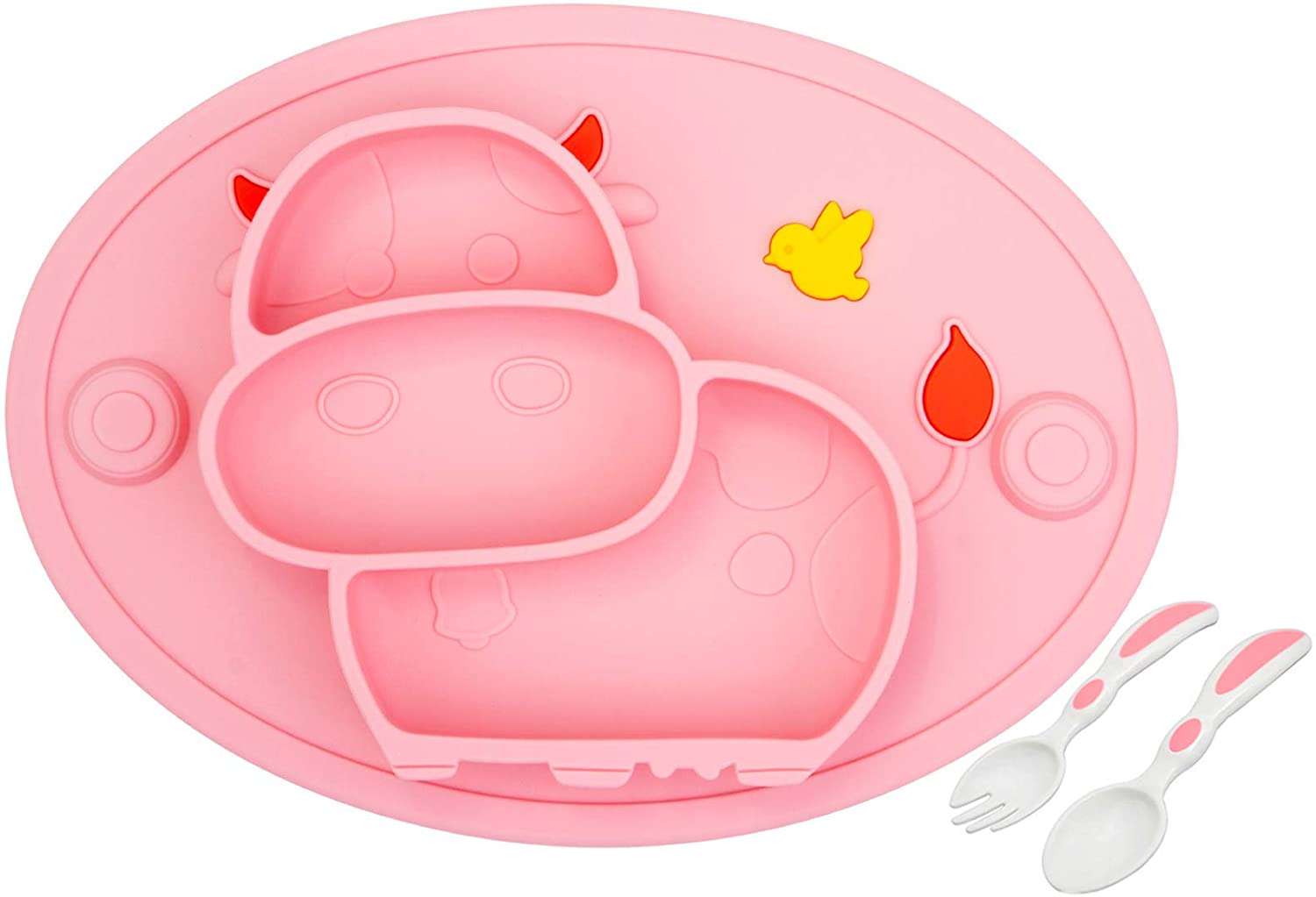Baby Silicone Placemat, Non-Slip Feeding Suction Plate for Toddlers Babies Kids Fits Most Highchair Trays - e4cents