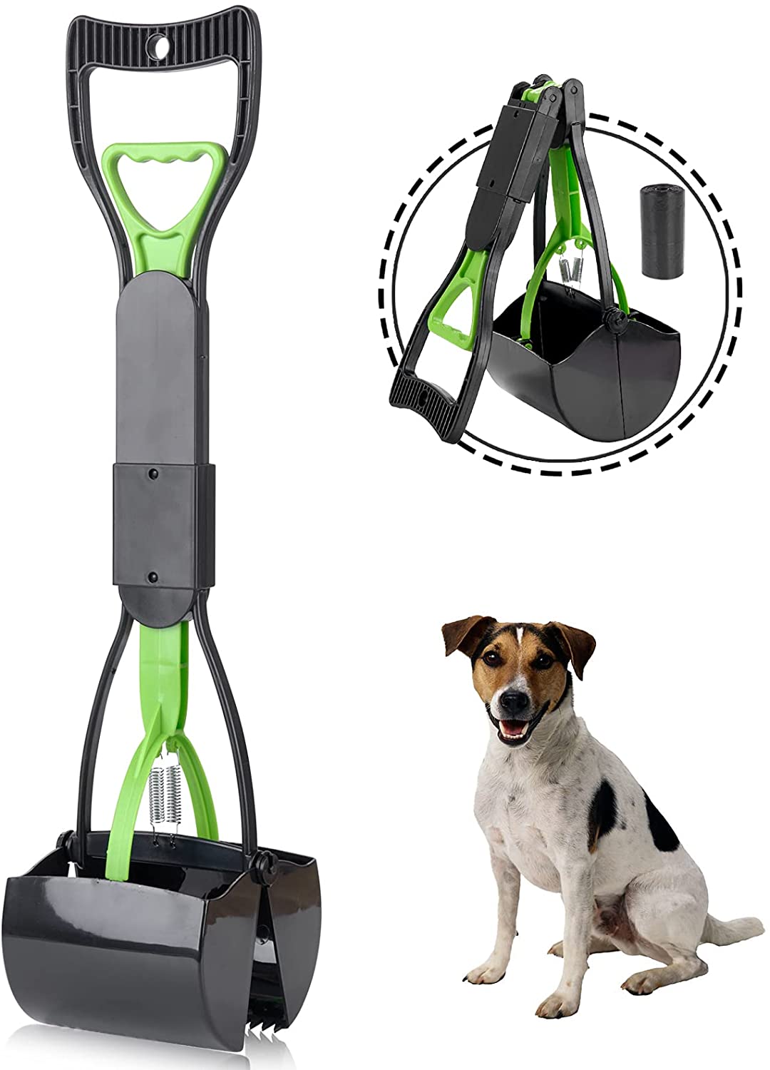Pet Pooper Scooper for Dogs and Cats with Long Handle Foldable Dog Poop Waste Pick Up Rake - e4cents