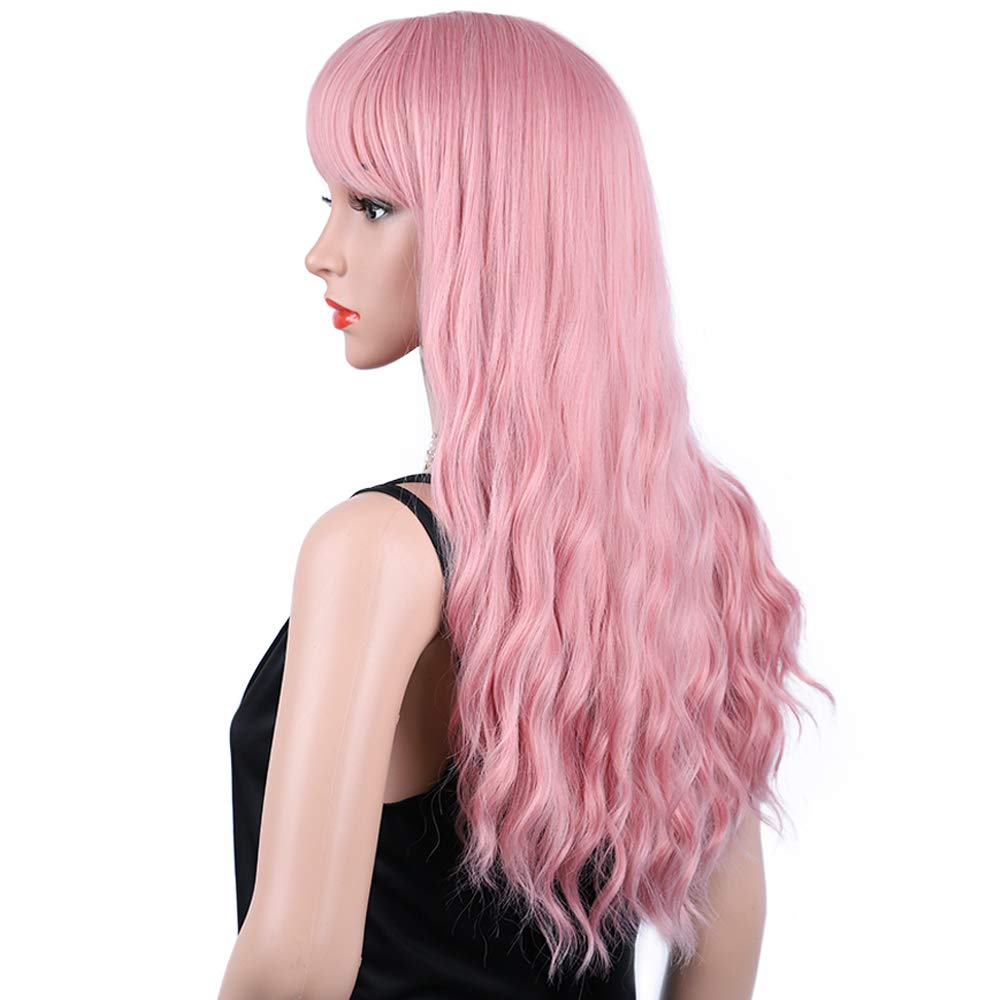 Pink Long Lace Wavy Wig 21inch.