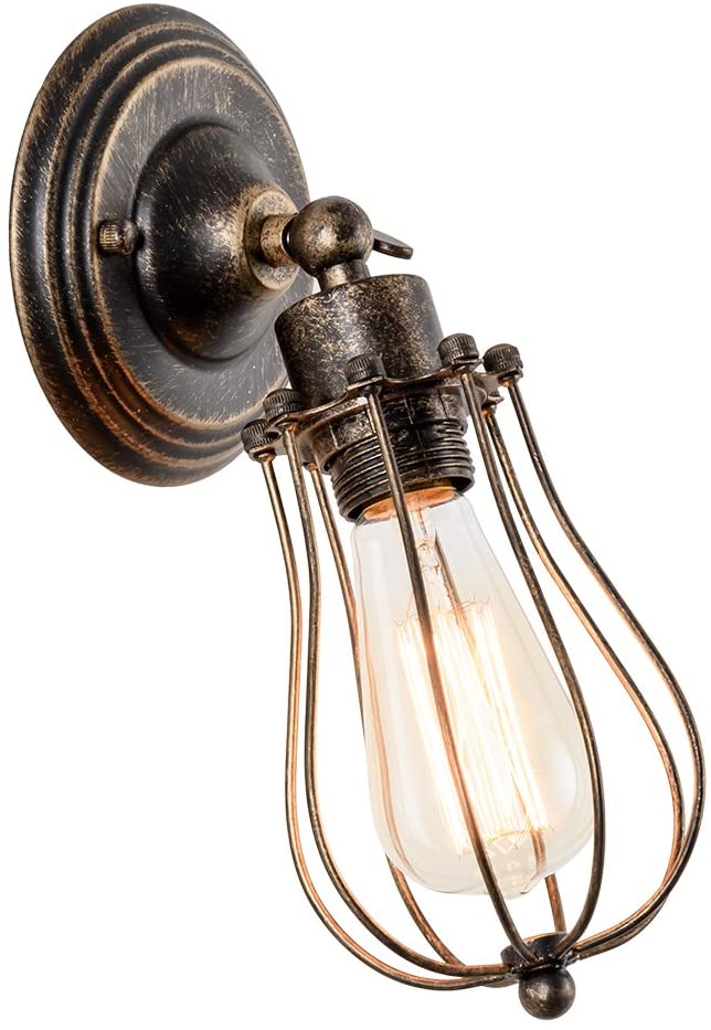 FREE - Vintage Wall Sconce Industrial Antique Oil Rubbed Mini Wire Long Cage Wall Lamp. (SDA)