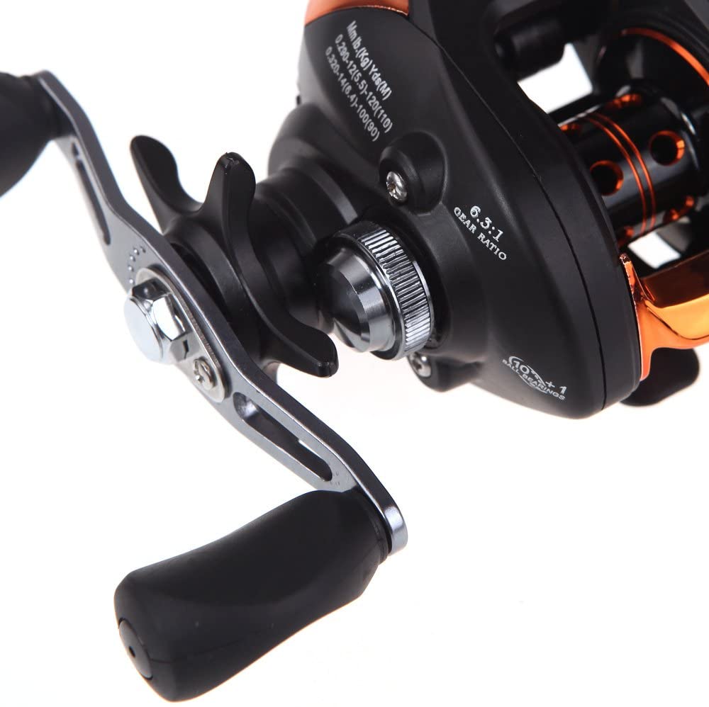 AF103 10+1BB Ball Bearings Left Hand Baitcasting Fishing Reel High Speed - e4cents