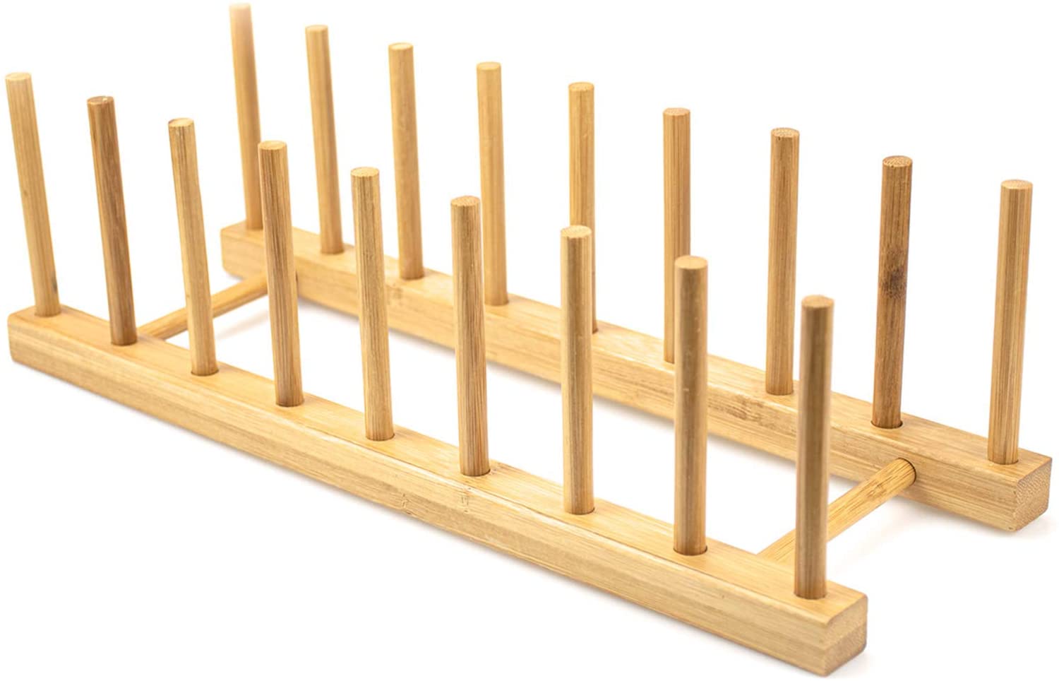 Lawei 4 Pack Bamboo Wooden Dish Rack - Plate Rack Stand Pot Lid Holder. - e4cents