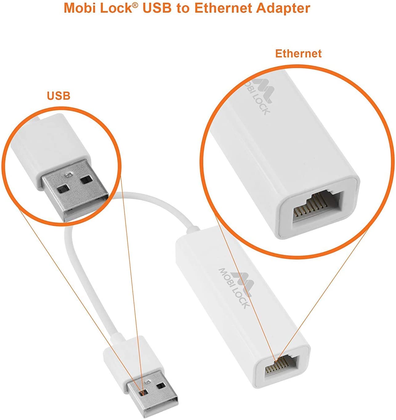 USB Ethernet (LAN) Network Adapter Compatible with Laptop  -  (LNC)