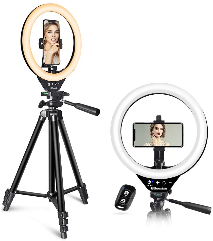 10’’ LED Ring Light with Stand and Phone Holder( comes with adapter not usb)   (LNC)