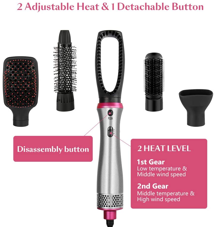 Hair Dryer Brush, 5 in 1 Multi-functional Blow Dry Brush Combo - e4cents