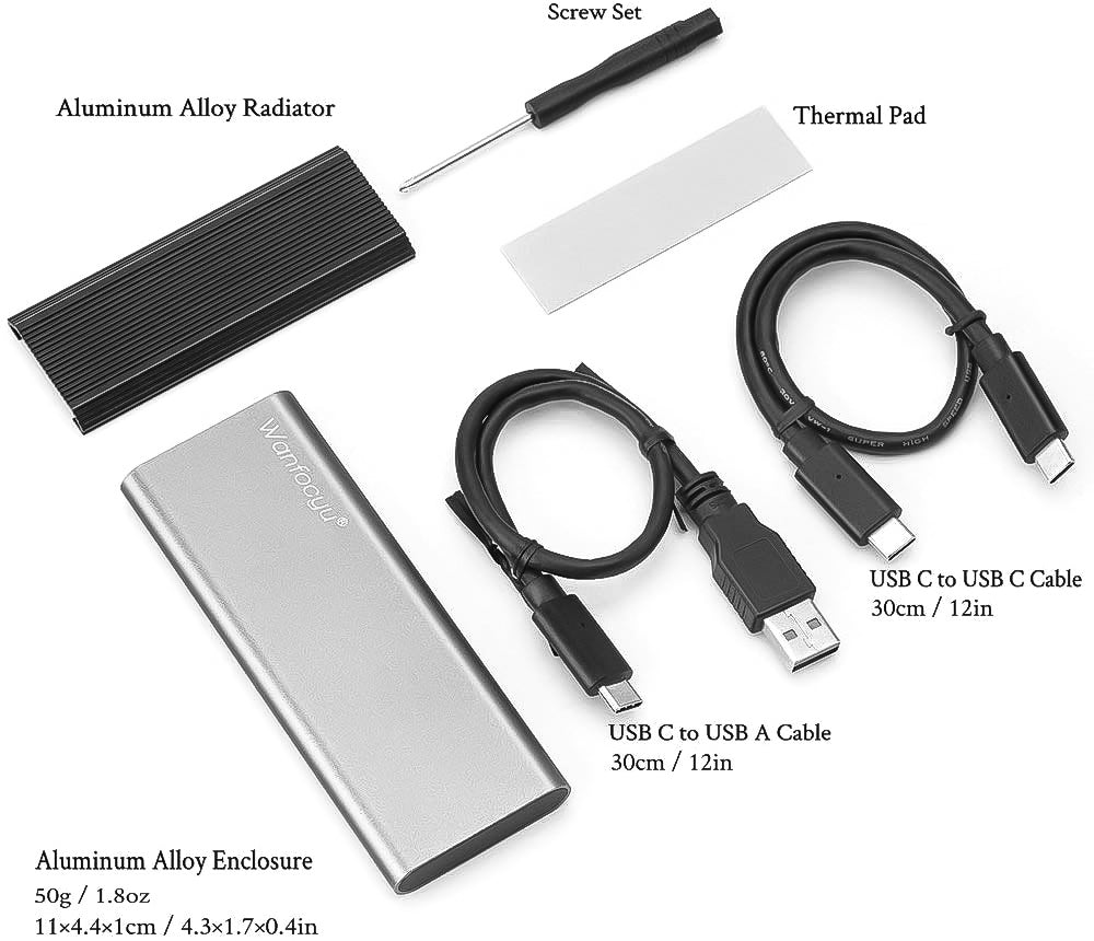 USB Type C M.2 NVMe SSD Enclosure Adapter with Unique Cooling Fin Design for Good Heat Dissipation