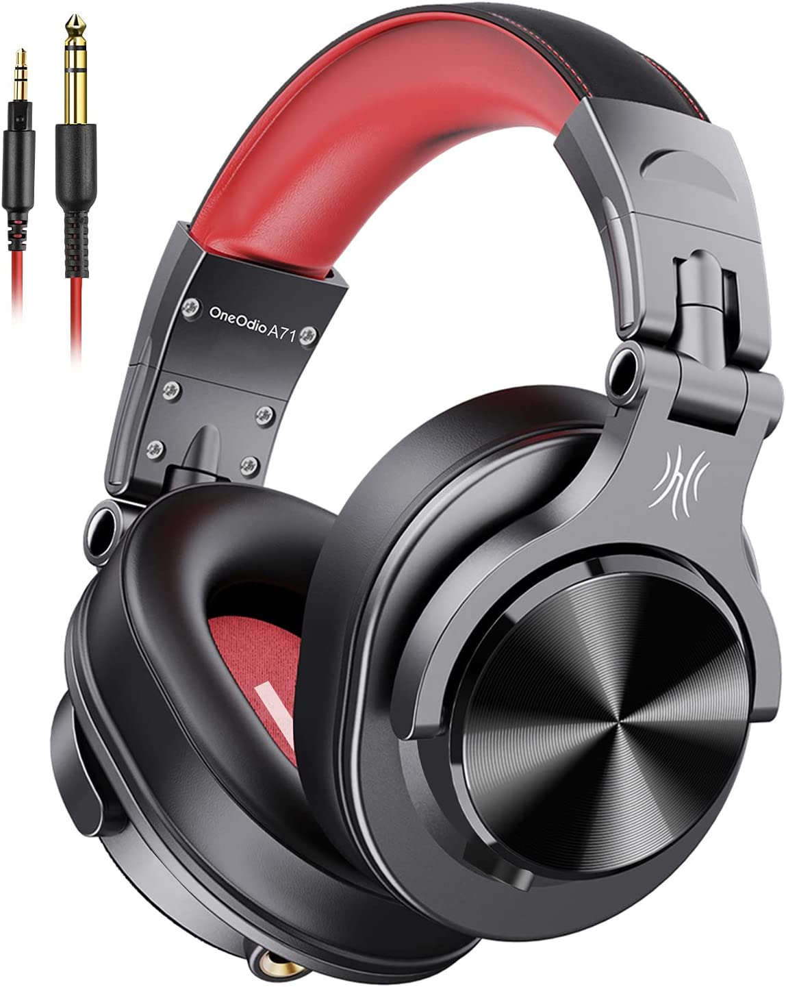 OneOdio A71 Wired Over Ear Professional Monitor Recording & Mixing Foldable Headphones with Stereo Sound (Red).