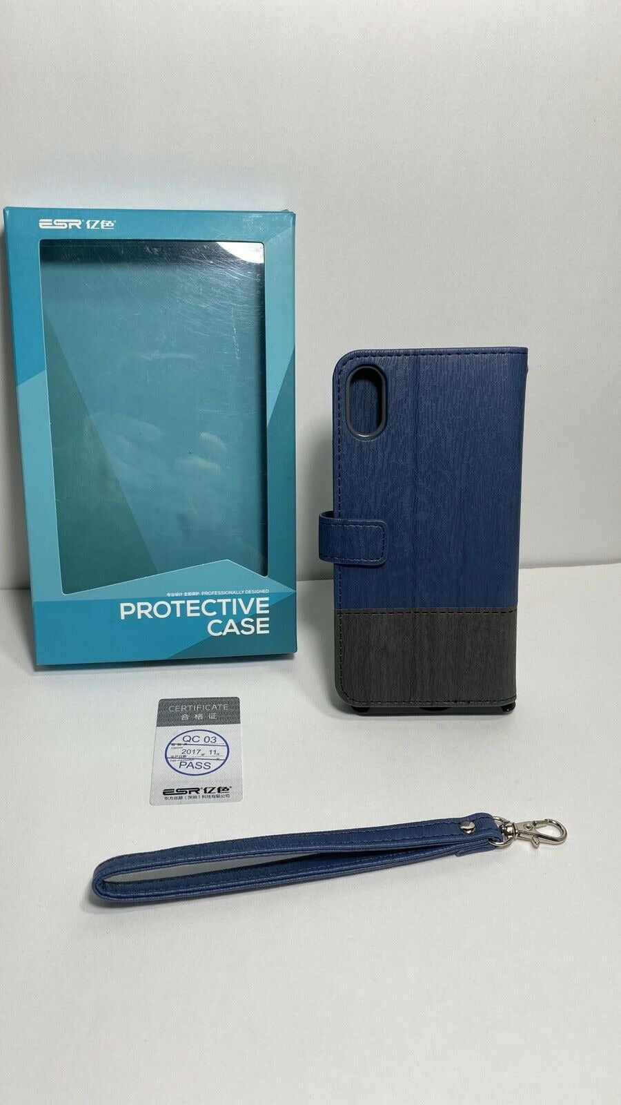 ESR Iphone Xs/x Wallet Case Blue Grey - e4cents