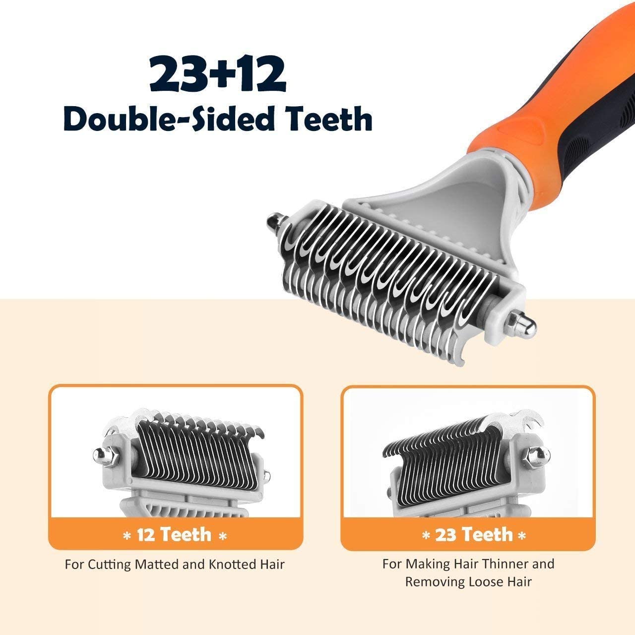 Pet Dematting Comb, Double Sided Grooming Brush Tool for Dogs & Cats - e4cents