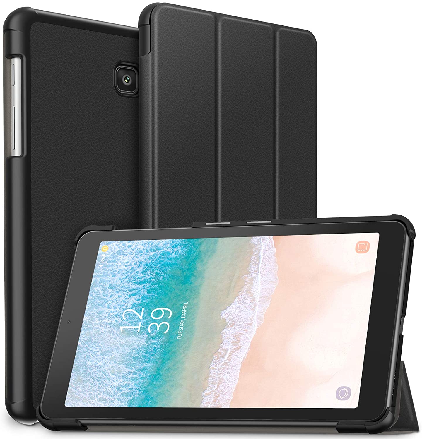Infiland Galaxy Tab A 8.0 2018 Case, Ultra Slim Tri-Fold Shell Case Cover - Black - e4cents