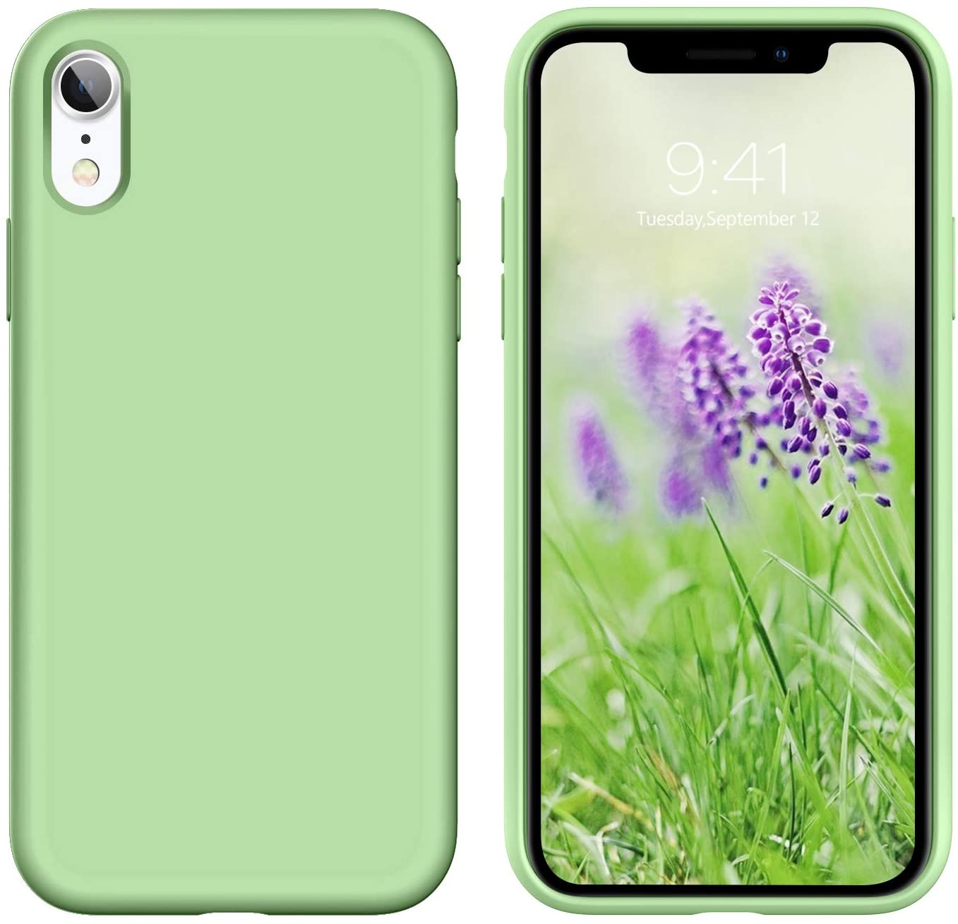 iPhone XR Silicone Soft Gel Rubber Slim Fit  Case. - Matcha Green - e4cents