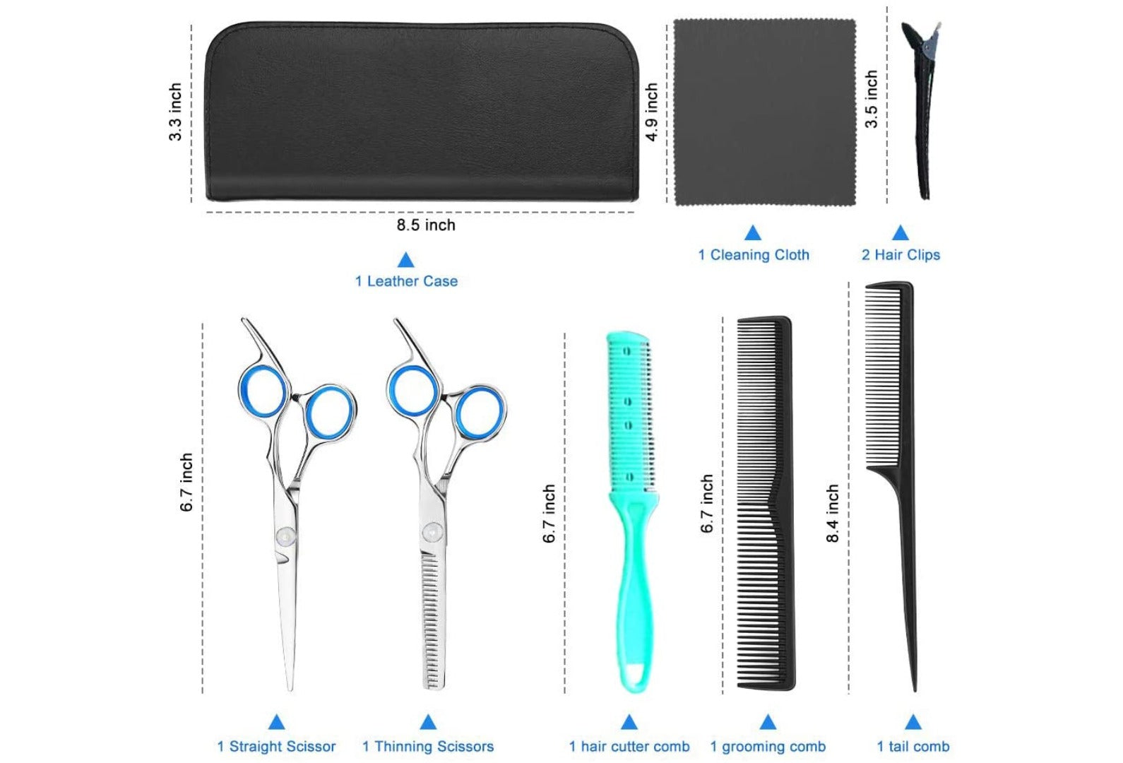 Hairdressing Scissors Kit With Tail Comb Hair Cape Brush