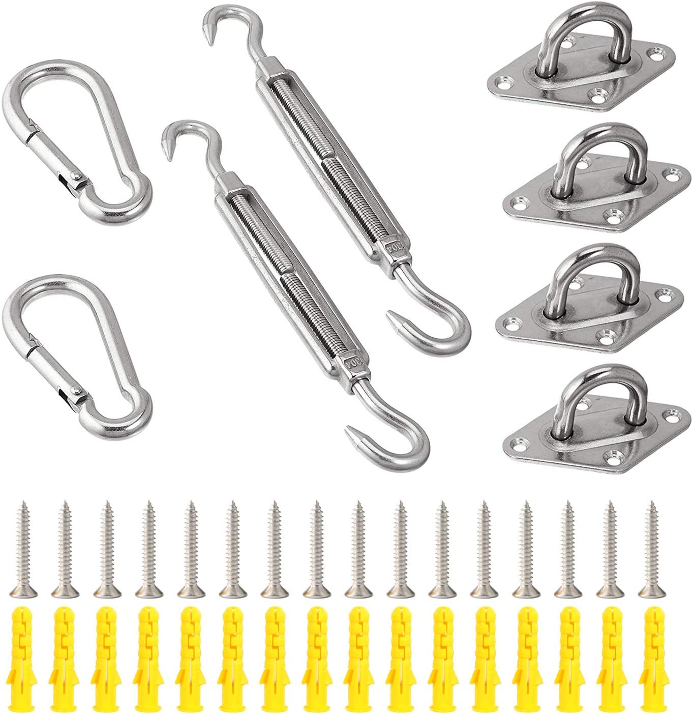 OUTDOOR WIND 304 Marine 40 PCS Sun Shade Sail Sail Shade Stainless Steel Fixing Fittings Hardware Accessory Kit - e4cents