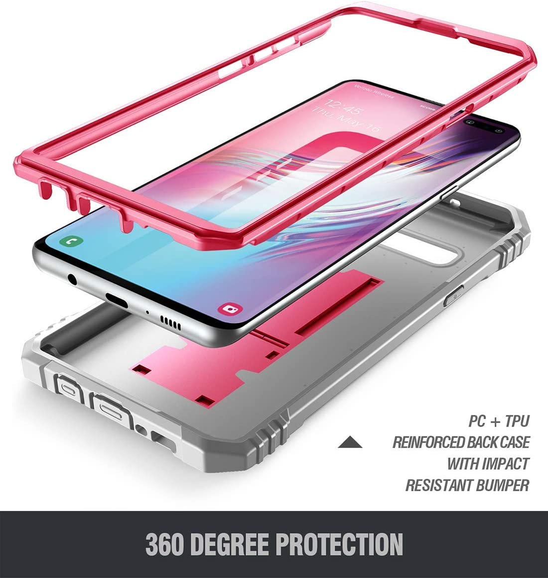 Galaxy S10 5G Rugged Case with Kickstand, Poetic Full-Body Dual-Layer Shockproof Protective Cover - e4cents