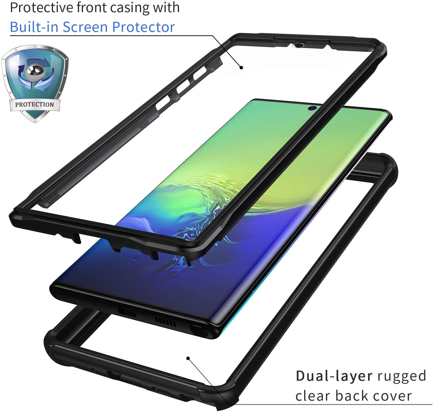 seacosmo Galaxy Note 10 Plus Case - Black tranparent. - e4cents