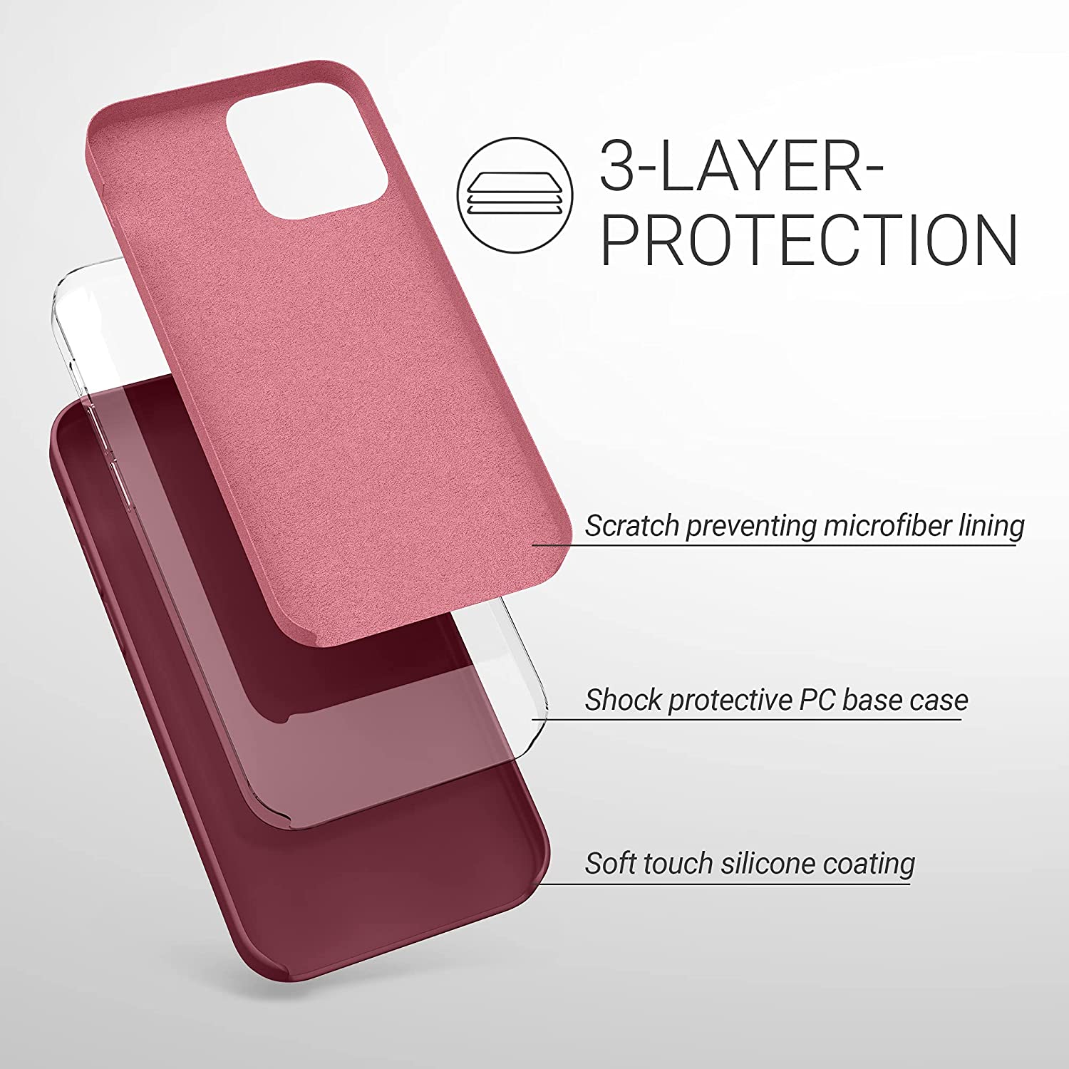 kwmobile TPU Silicone Case Compatible with Apple iPhone 12 Pro Max - Case Slim Protective Phone Cover with Soft Finish - Rhubarb Red - e4cents