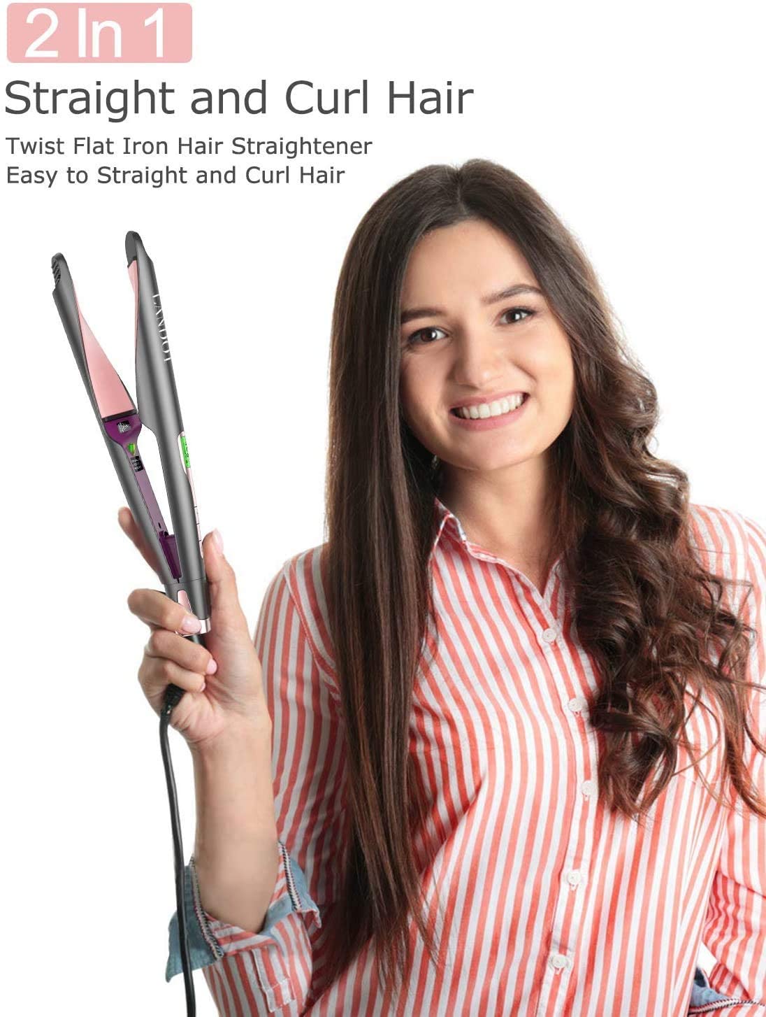 LANDOT Hair Straightener and Curler Twist Straightening Curling Iron
