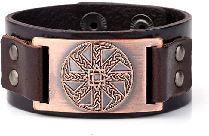 Men's Brown Leather Wrap Christian Inspirational Stainless Steel Cross Slider Bracelet - e4cents
