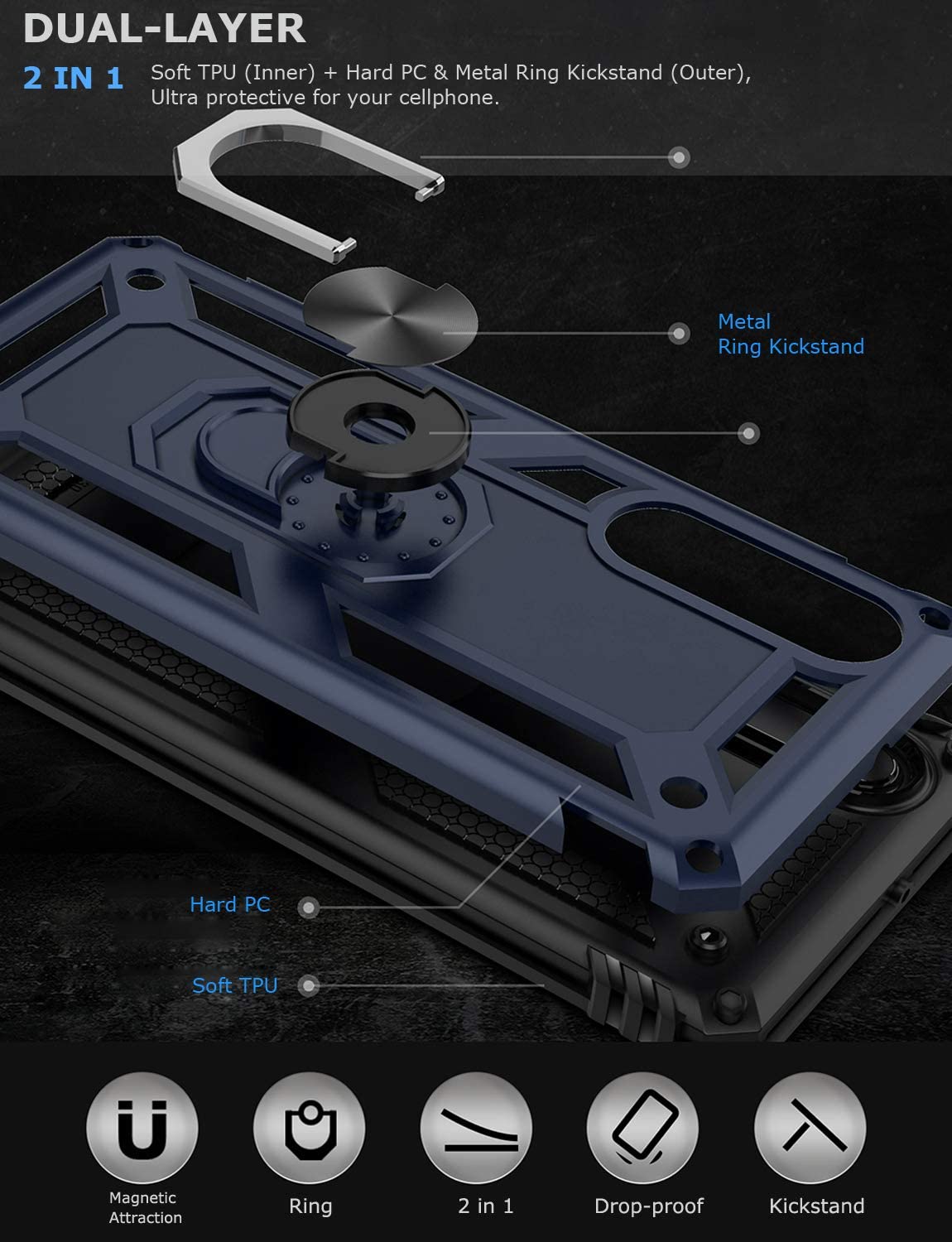 GREATRULY Ring Kickstand Phone Case for Huawei P30 - e4cents