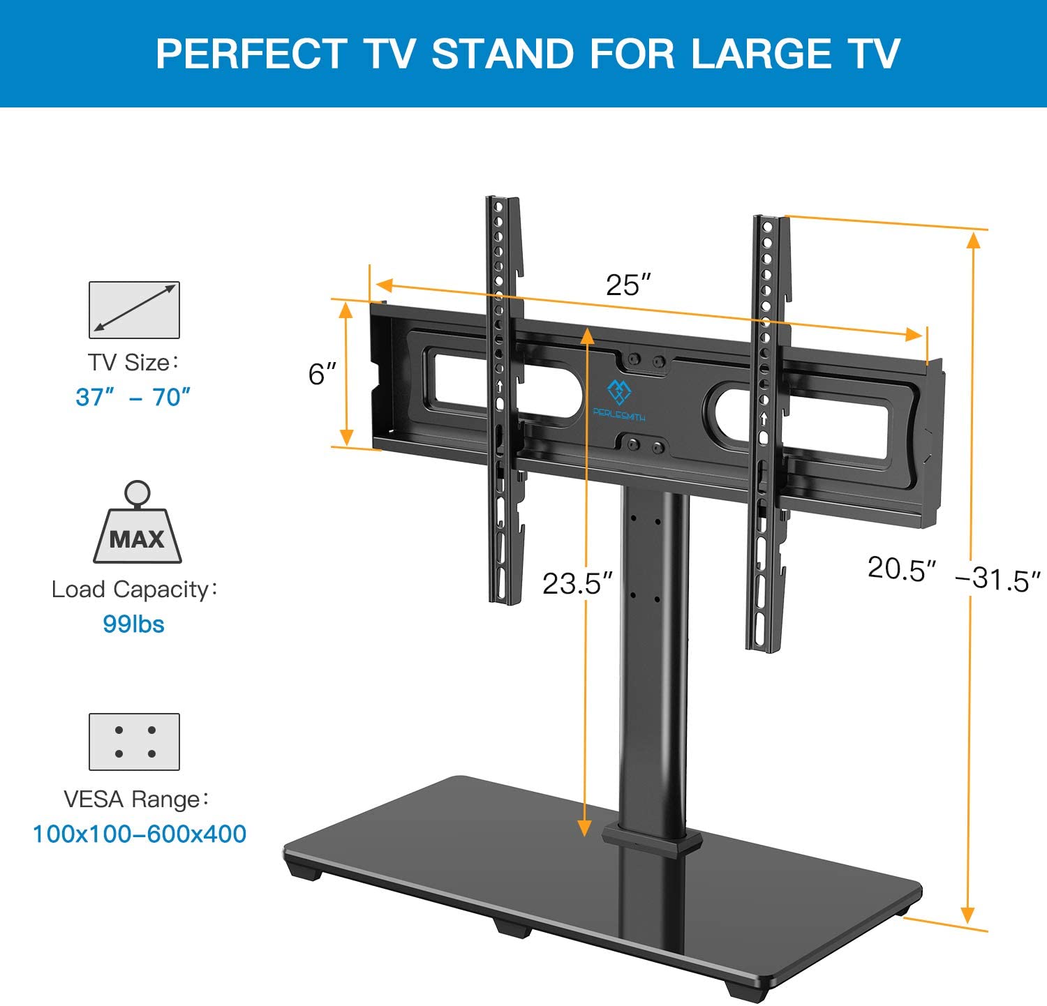 PERLESMITH Universal TV Stand Table Top TV Base. - e4cents