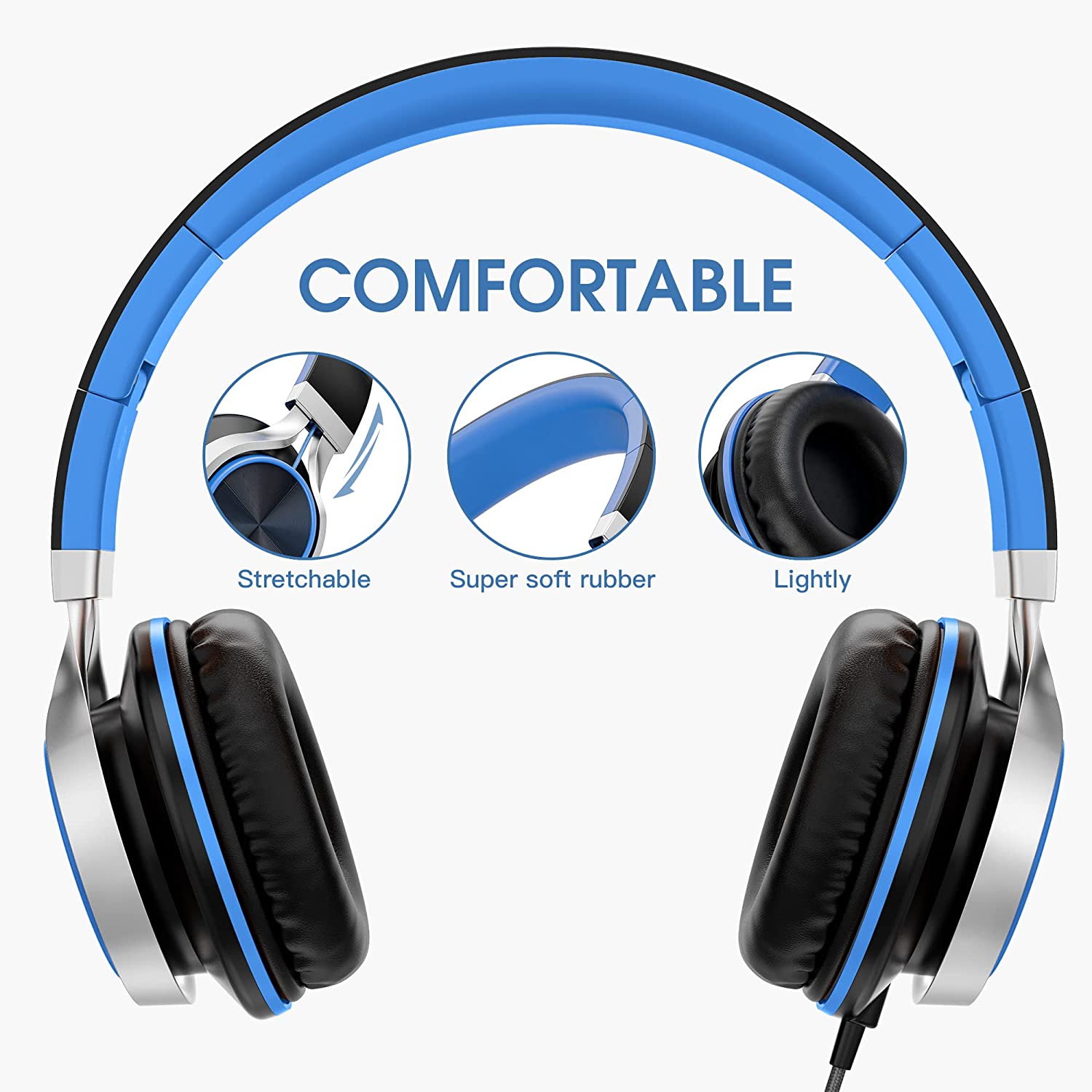 AILIHEN C8 Headphones with Microphone and Volume Control Folding Lightweight 3.5mm Jack Headset.(LNC)