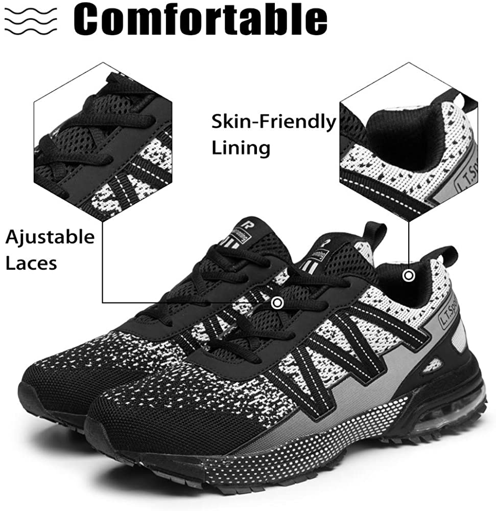 XIDISO Mens Womens Running Shoes Air Cushion Sneakers Lightweight Athletic Tennis Sport Shoe for Men Size 45 - e4cents