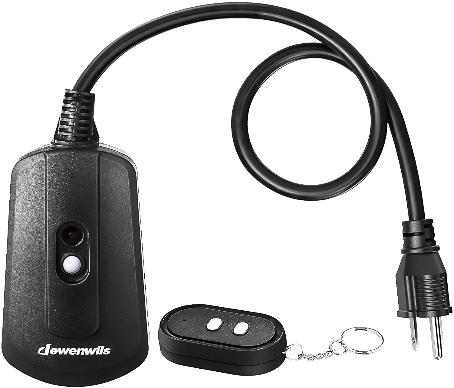 DEWENWILS Outdoor Wireless Remote Control Outlet with 2 FT Extension Cord,  15 amp Heavy Duty Weatherproof Remote Controlled Light Switch for String  Lights, 100 Feet Range, UL Listed