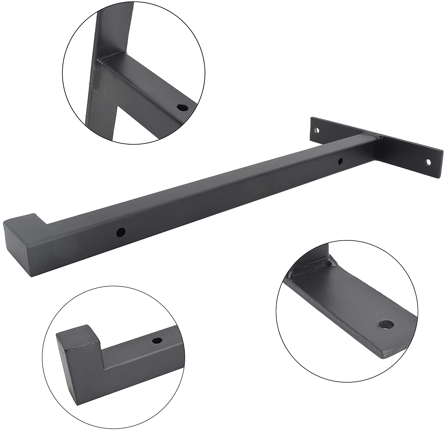 OVOV 2 Pcs Steel Heavy Duty Shelf Brackets Wall Mounted Industrial Metal Shelf Supports Matte Black 10 Inches.