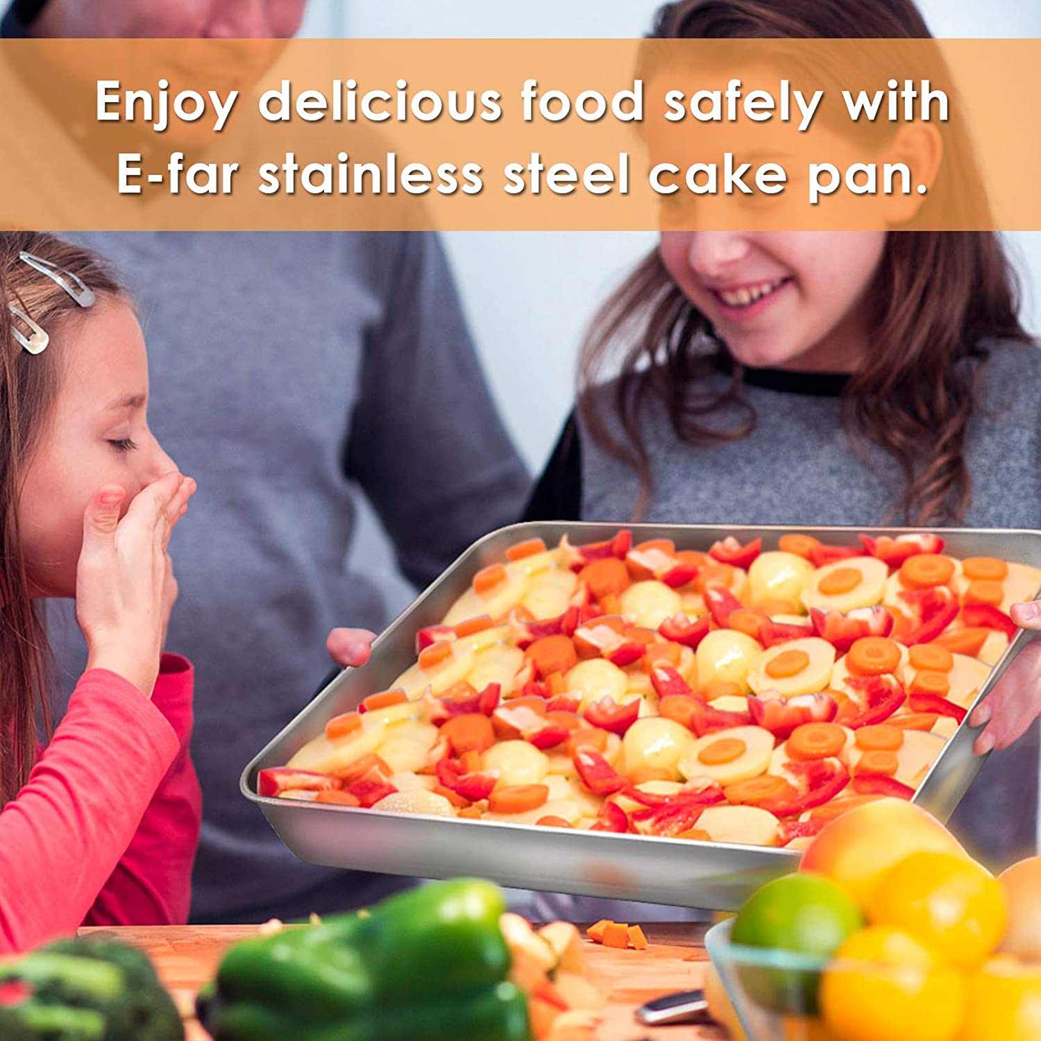 Stainless Steel Baking Pan 12.4” x 9.6” x 2” Rectangular Cake Pan.