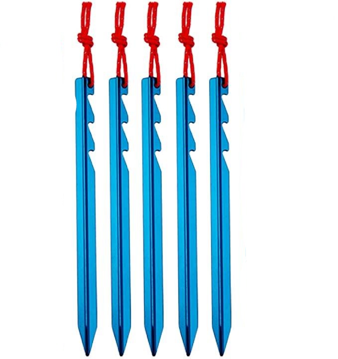5Pcs Aluminum Tent Stakes with Reflective Rope Ground Nails. - e4cents