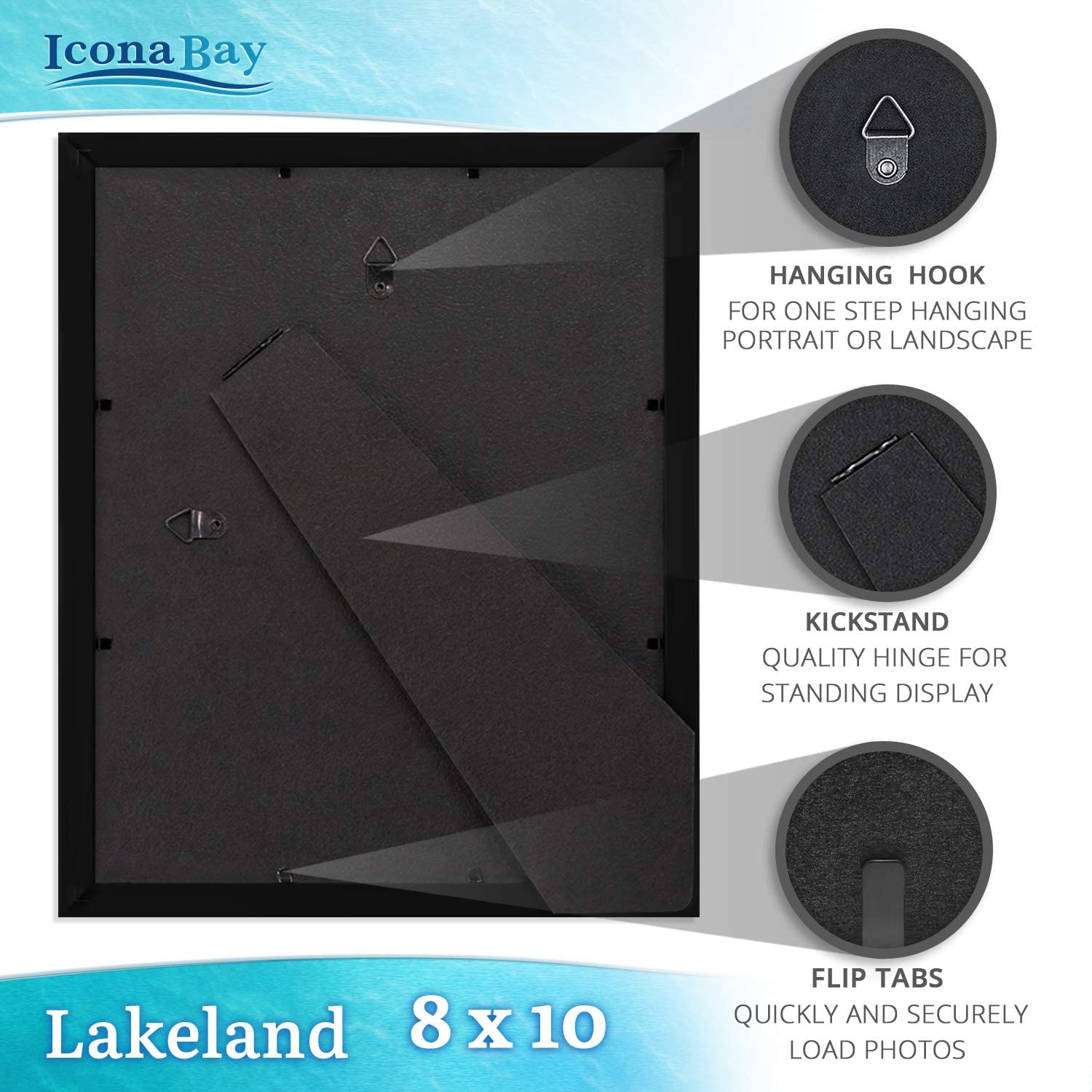 Icona Bay 8x10 Black Picture Frame - e4cents