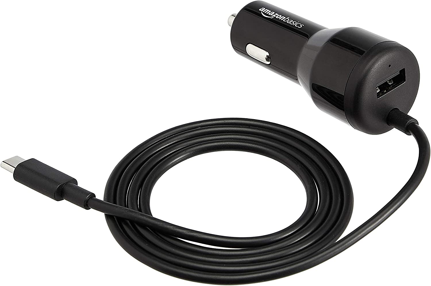 Amazon Basics USB-C Car Charger with 18W USB-C Cable and 12W USB-A Port. -(NC)