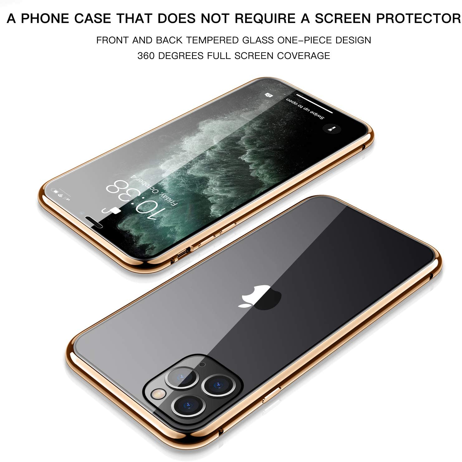 Apple iPhone 11 Pro (Clear Golden) Magnetic Adsorption Case - e4cents