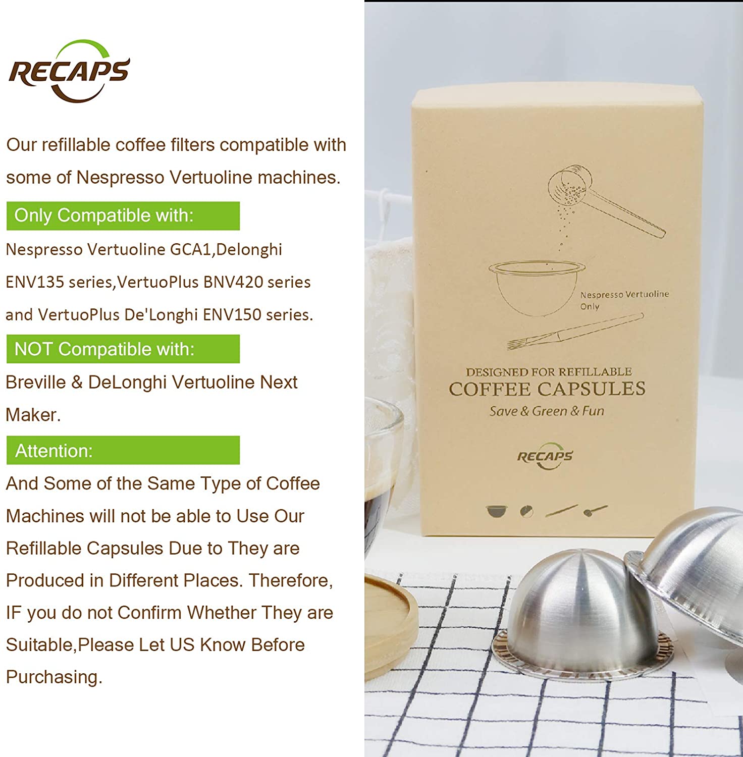 RECAPS Stainless Steel Refillable Capsules Reusable Filter Pods. - e4cents