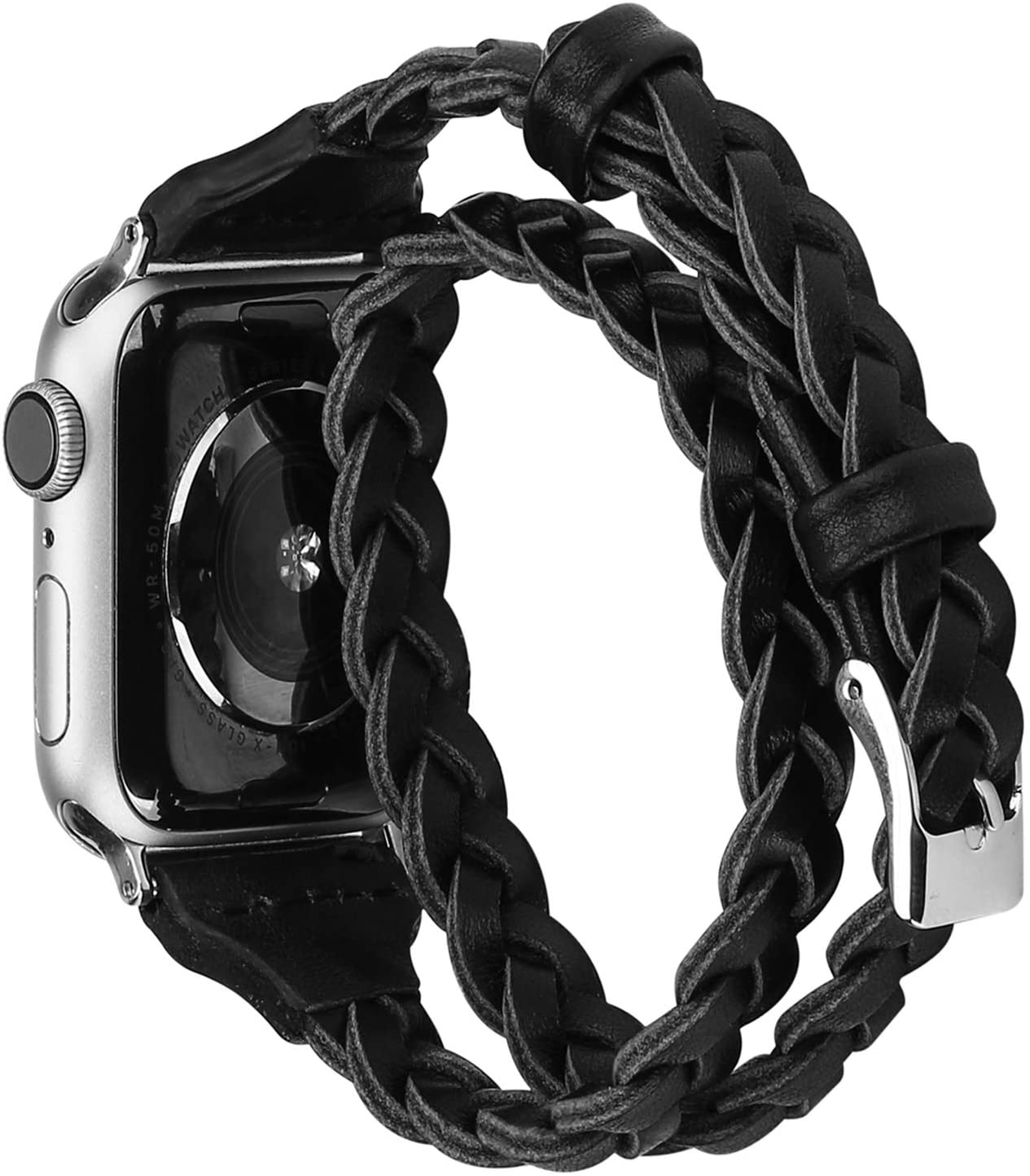Wearlizer Double Wrap Gift Band Compatible with Apple Watch Bands 38mm 40mm Women - BLACK - e4cents