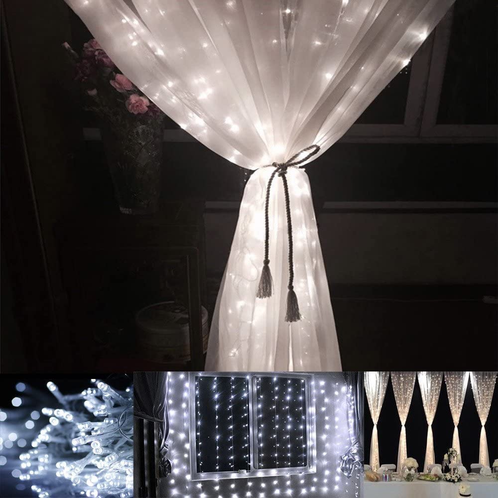 Starry Curtain Icicle Lights, String Lights 9.8 X 9.8ft 300 LED - e4cents