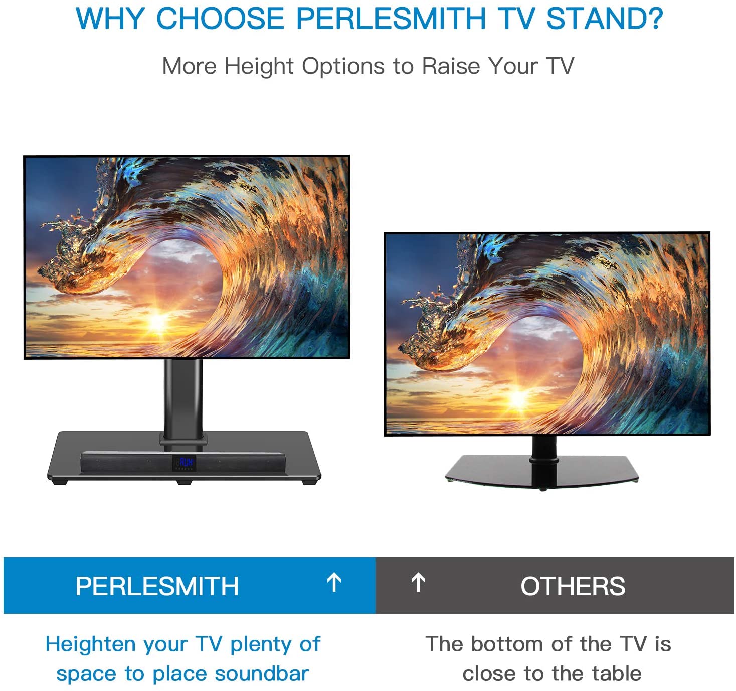 PERLESMITH Universal TV Stand Table Top TV Base. - e4cents
