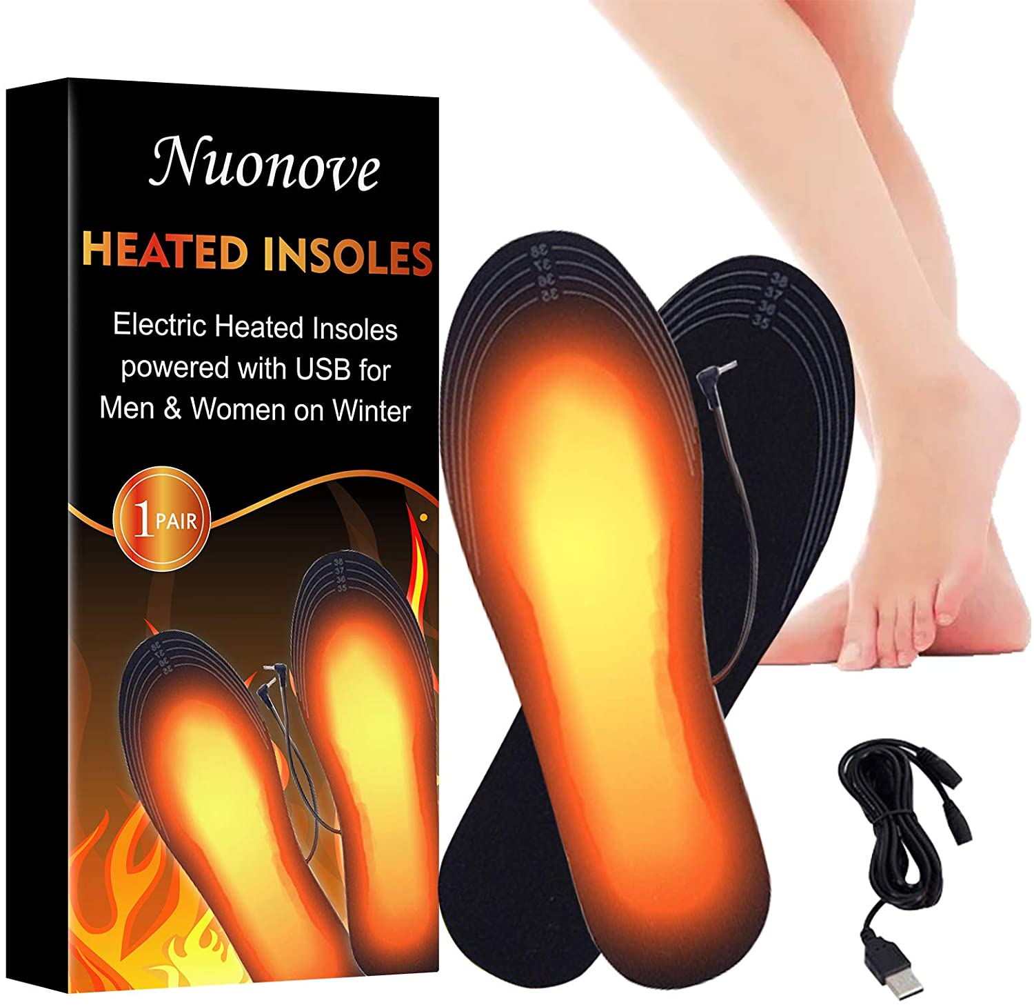 Heated Shoes Insoles, USB Insoles, Thermal Soles, Winter Foot Warmers, Trimmable warm insoles for men and women, Size (41-46) - e4cents