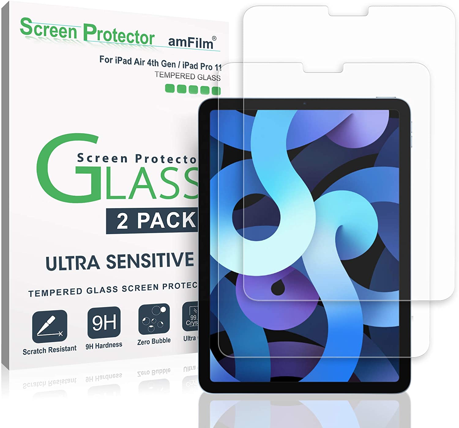 (2 Pack) Screen Protector for iPad Air 4 (2020) and iPad Pro 11 Inch (2020/2018 Models). - e4cents