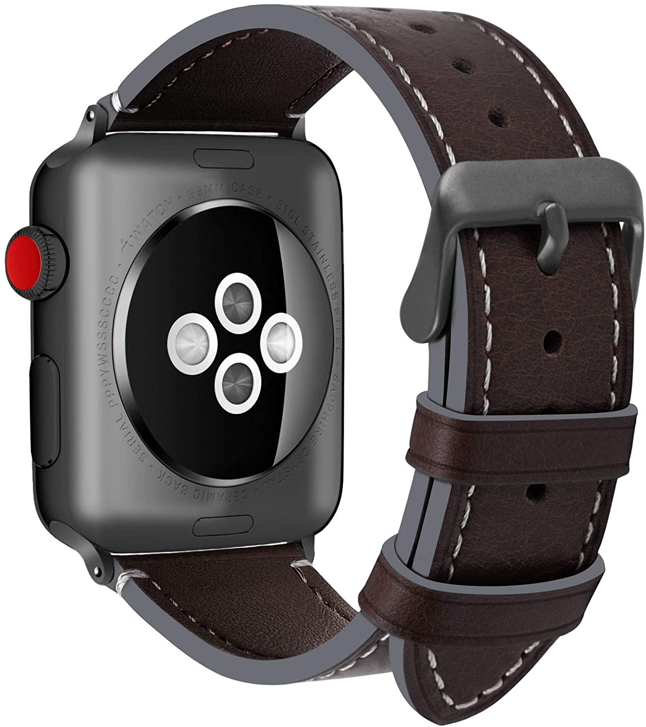 Fullmosa Compatible with Apple Watch Band 42mm - Coffee + smoky grey buckle - e4cents