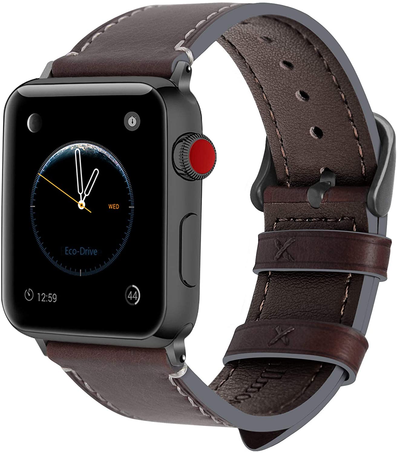 Fullmosa Compatible with Apple Watch Band 42mm - Coffee + smoky grey buckle - e4cents