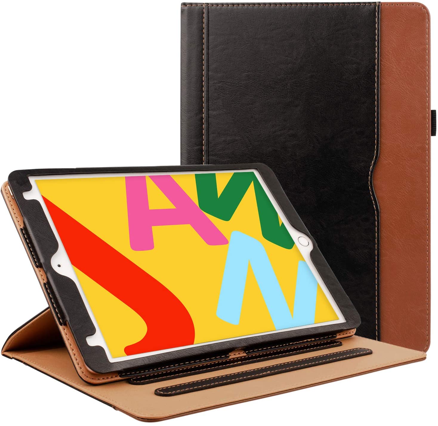 iPad 6th/5th Generation 9.7 inch 2018/2017 Leather Case -  Black/Brown. - e4cents