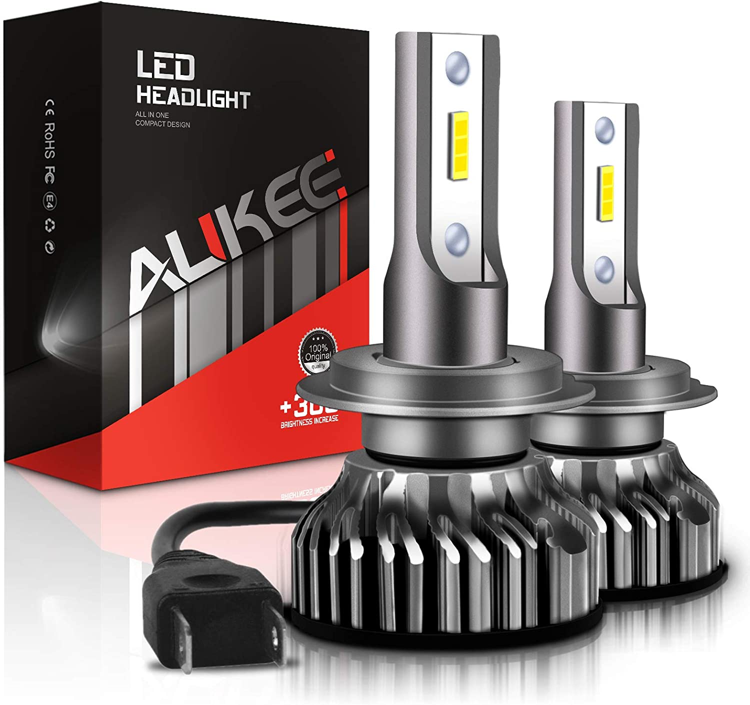 Aukee H7 LED Bulbs, 50W 6000K 10000 Lumens Extremely Bright CSP Chips Conversion Kit Replacement Low Fog Light.  (LNC)