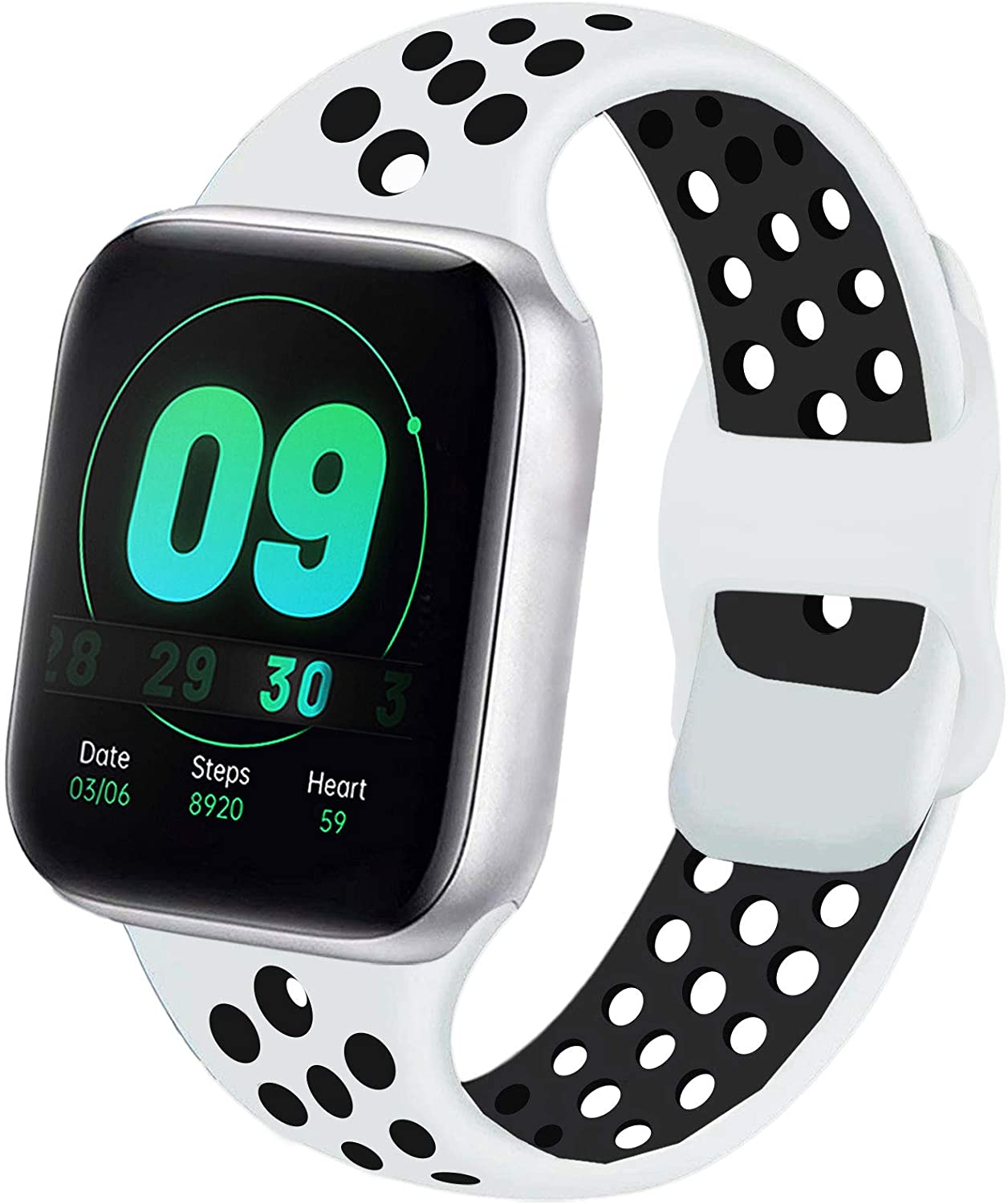 Sport Band Compatible with Apple Watch Band 38mm 40mm 42mm 44mm - WHITE - e4cents