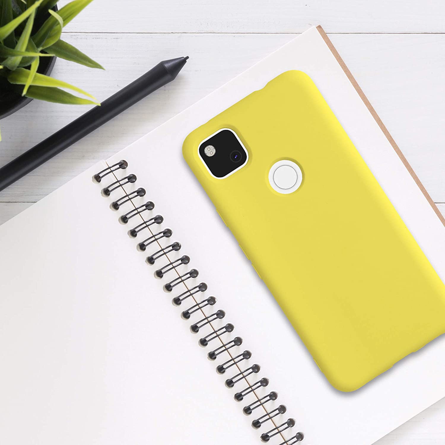 kwmobile Case Compatible with Google Pixel 4a - Case Soft Rubberized TPU - Pastel Yellow Matte - e4cents