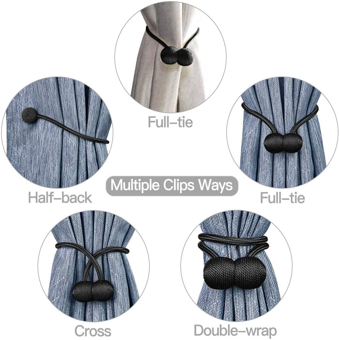 Window Curtain Tiebacks Clips VS Strong Magnetic Tie Band (1 Pair.) - e4cents