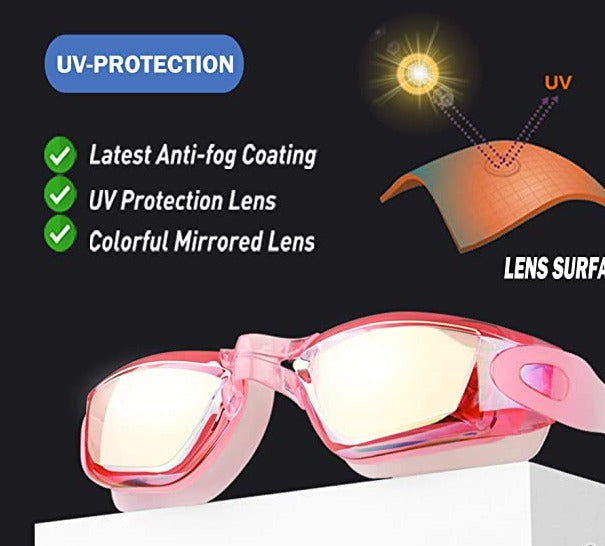 EVERSPORT - Swimming Goggles No Leaking Anti Fog UV Protection Triathlon Swim Goggles with Earplugs for Adult Men Women Kids