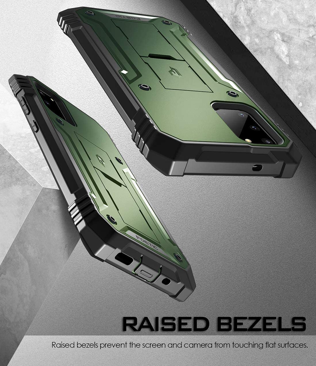 Poetic Revolution Series Designed for Samsung Galaxy S20 Case, Full-Body Rugged Dual-Layer Shockproof Protective Cover - Metallic Green. - e4cents