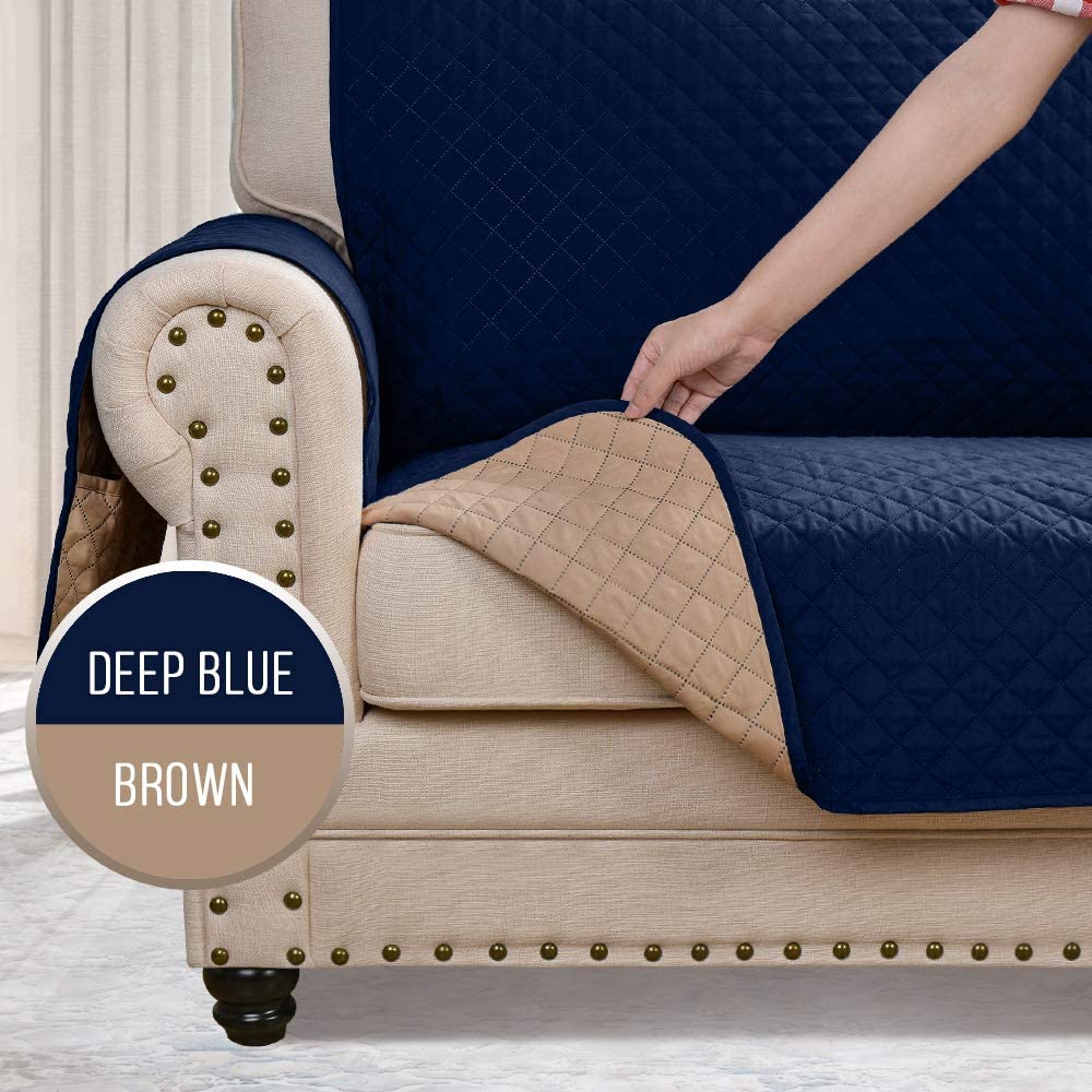 Reversible Recliner Chair Cover (Recliner Oversize: Blue/Brown) - e4cents